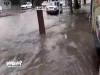 جاری شدن سیلاب در شهر ایوان استان ایلام