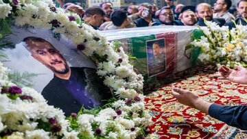 تصاویری از حضور علی لاریجانی در مراسم ترحیم وزیر خارجه