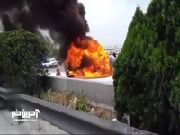 مرگ دلخراش سرنشین خودروی سواری میان شعله‌های آتش 