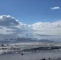 ویدئویی از بارش شدید باران وسط دریاچه ارومیه 