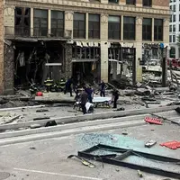 عکس/ تصاویری از انفجار ساختمان یک بانک در اوهایو آمریکا