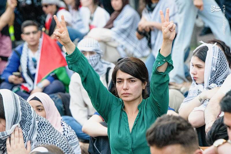 عکس/ صف آرایی پلیس آلمان مقابل حامیان فلسطین در برلین