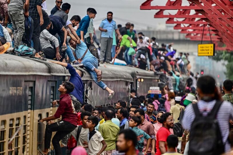 ازدحام قطارهای مسافربری بنگلادش در آستانه تعطیلات عید قربان