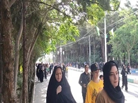 حضور مردم در مسیر گلزار شهدای کرمان برای شرکت در دعای عرفه