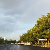 رنگین کمان و هوای بارانی امروز مشهد 