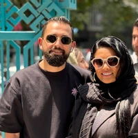 عکس/ حضور «محسن افشانی» و همسرش در حسینیه ارشاد