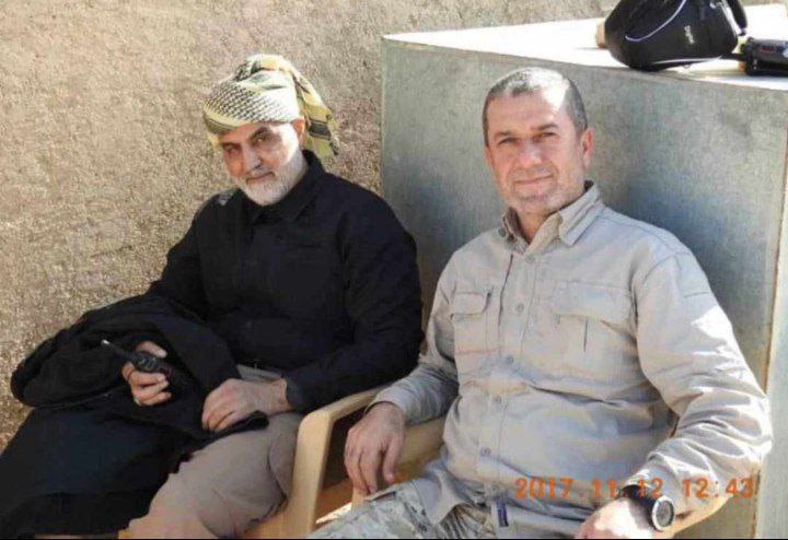عکس/ تصویر شهید سلیمانی و فرمانده حزب‌الله لبنان