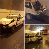 حادثه مرگبار در داخل تونل محور فرخ‌شهر - اصفهان؛ ۴ خودرو تصادف کردند