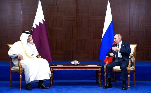 دیدار پوتین و امیر قطر در حاشیه اجلاس شانگهای