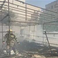 آتش‌سوزی یک هیات عزاداری در کامرانیه تهران