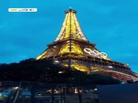 نورافشانی در برج ایفل در آستانه بازی های المپیک ۲۰۲۴ پاریس