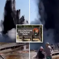 لحظه انفجار مهیب آب‌فشان پارک ملی یلواستون آمریکا 