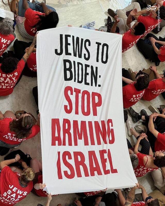 عکس/ تحصن حامیان فلسطین در داخل ساختمان کنگره آمریکا