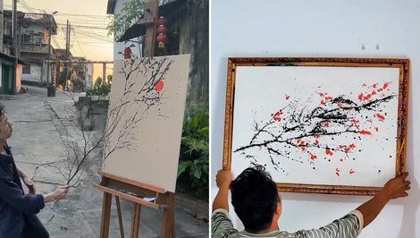 نقاشی با شاخه درختان؛ دنیایی از خلاقیت ارگانیک!