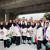 عکس یادگاری اعضای کاروان ایران پیش از شروع افتتاحیه المپیک   