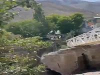 تخریب پل بخش لاریجان آمل بر اثر سیل شدید