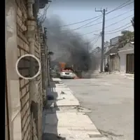 آتش گرفتن خودرو در گرمای بی‌سابقه‌ شهر اهواز