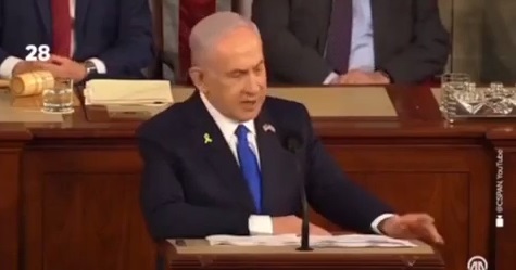 تشویق بی‌شرمانه قصاب کودکان غزه؛ نتانیاهو  79 بار در کنگره آمریکا تشویق شد!