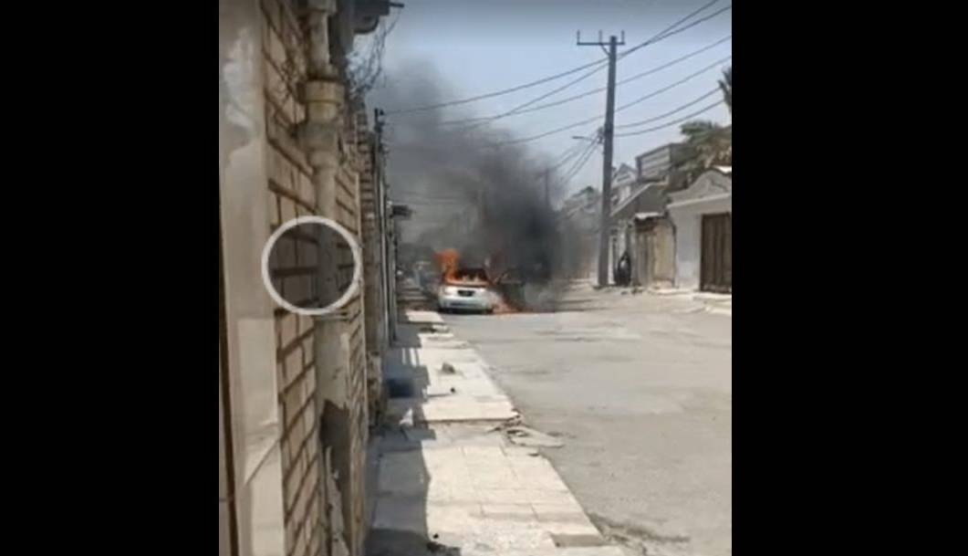 آتش گرفتن خودرو در گرمای بی‌سابقه‌ شهر اهواز
