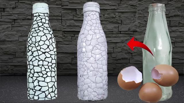 تزیین خلاقانه بطرهای شیشه ‌ای با استفاده از پوست تخم مرغ