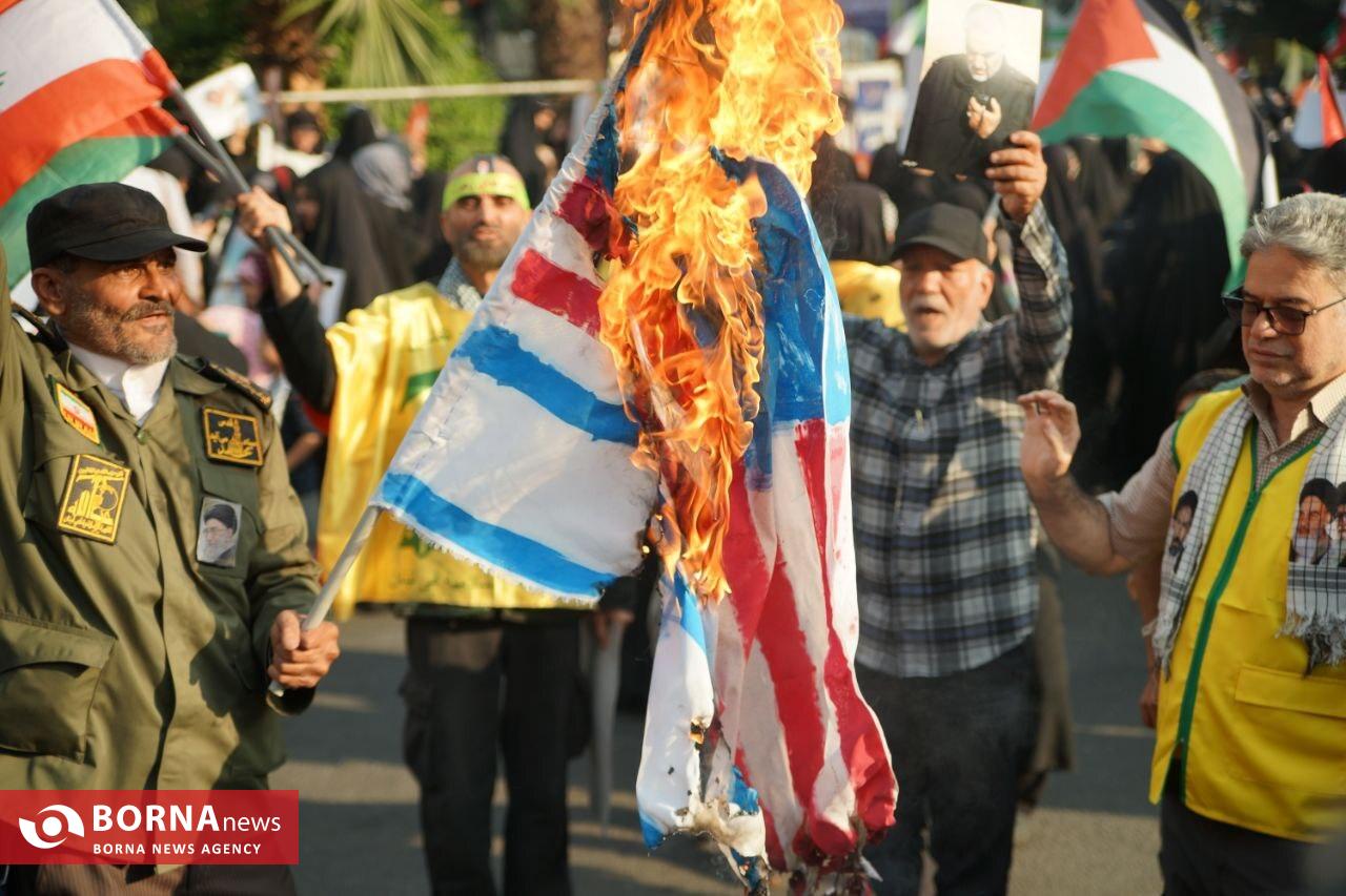 عکس/ اجتماع مردمی «دفاع از جبهه مقاومت» در میدان فلسطین