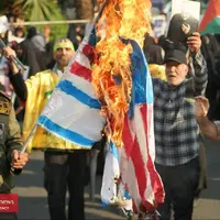 عکس/ اجتماع مردمی «دفاع از جبهه مقاومت» در میدان فلسطین