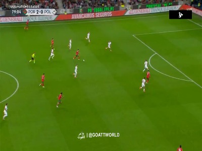 گل سوم پرتغال به لهستان توسط برونو فرناندز ؛ پرتغال 3 - لهستان 0