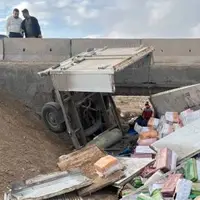 سقوط نیسان از پل در جاده سمنان ـ دامغان با یک فوتی