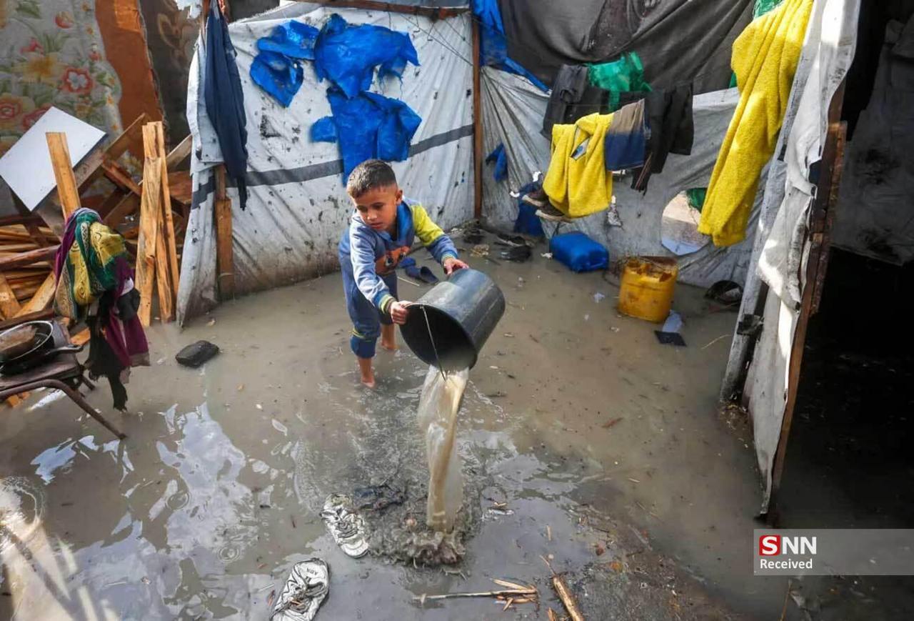 عکس/ موج باران و سرما در غزه