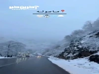 نمایی از جاده زیبا و برفیِ ماسوله