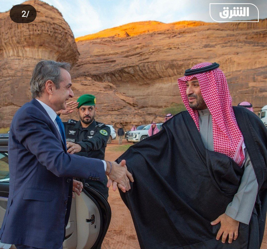 استقبال محمدبن سلمان از نخست وزیر یونان در سیاه چادر