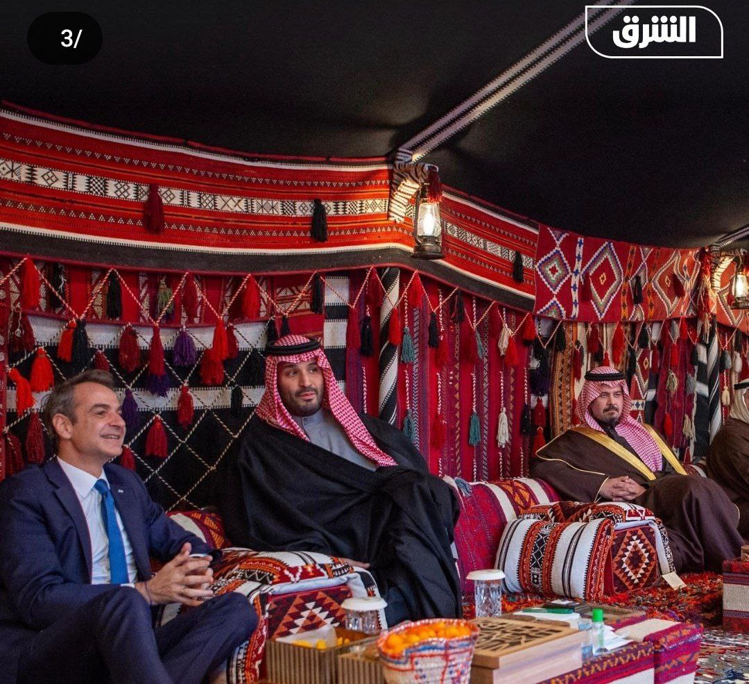 استقبال محمدبن سلمان از نخست وزیر یونان در سیاه چادر