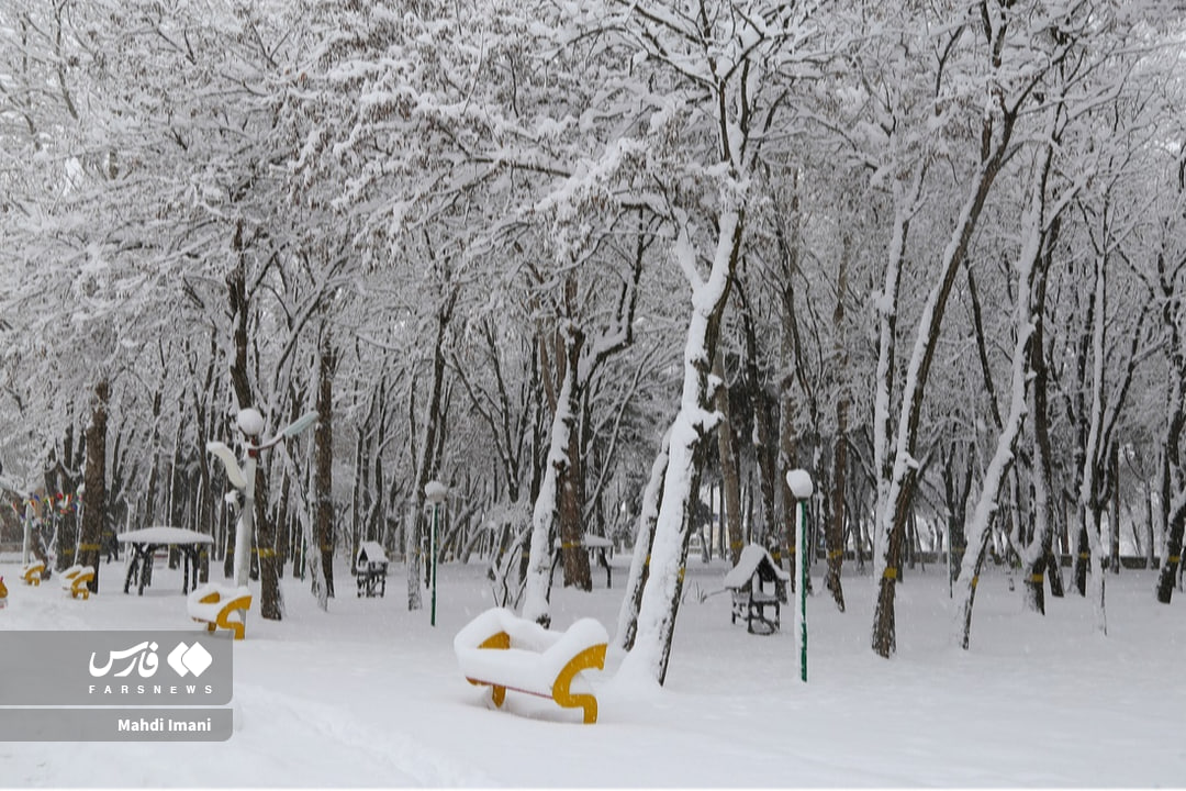 عکس/ خودنمایی زمستان با بارش اولین برف در اهر