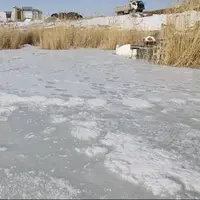 پهنه آبی تالاب کانی‌برازان مهاباد یخ بست