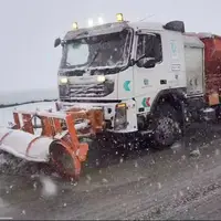 بارش برف و باران در جاده‌های البرز 