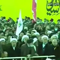 شعار لبیک یا خامنه ای توسط حاضرین در مراسم تدفین سید هاشم صفی الدین در حین سخنرانی نماینده رهبر انقلاب