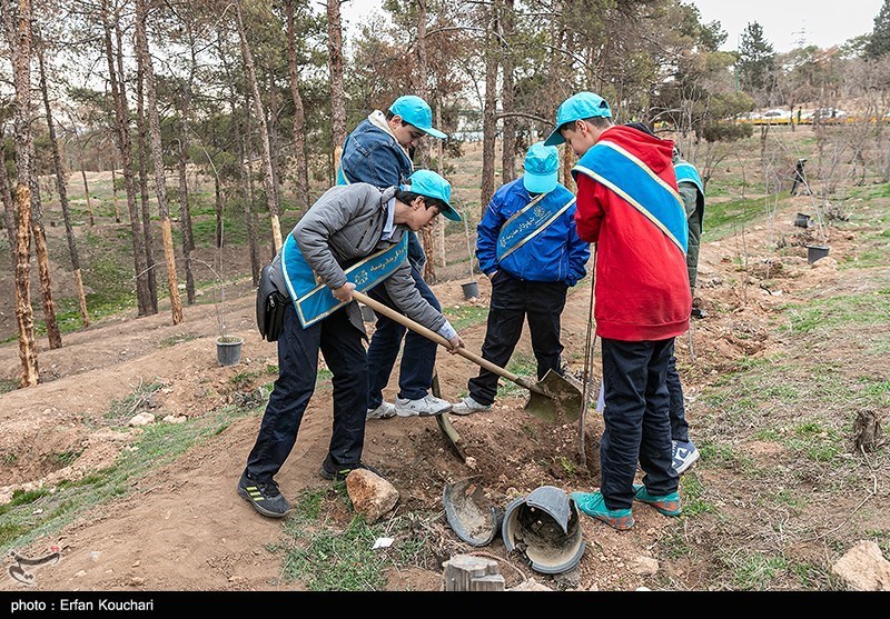 عکس/ غرس ۲۰۰۰ نهال توسط دانش آموزان مدارس شهر تهران