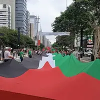 بزرگترین پرچم فلسطین در برزیل برافراشته شد