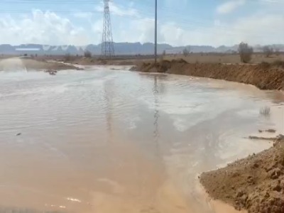 جاری شدن سیلاب در روستاهای نایین