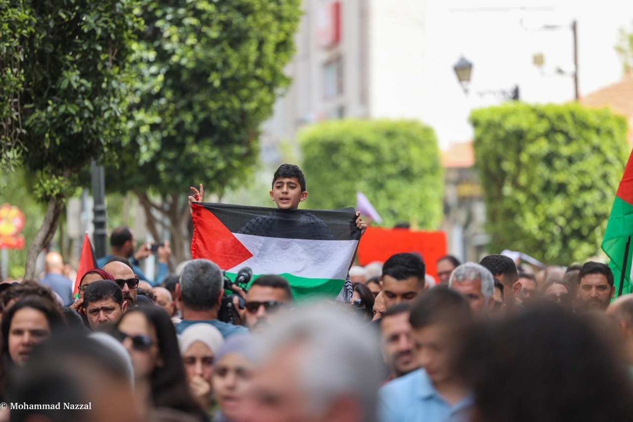 برگزاری تظاهرات حمایت از فلسطین و غزه در رام‌الله 