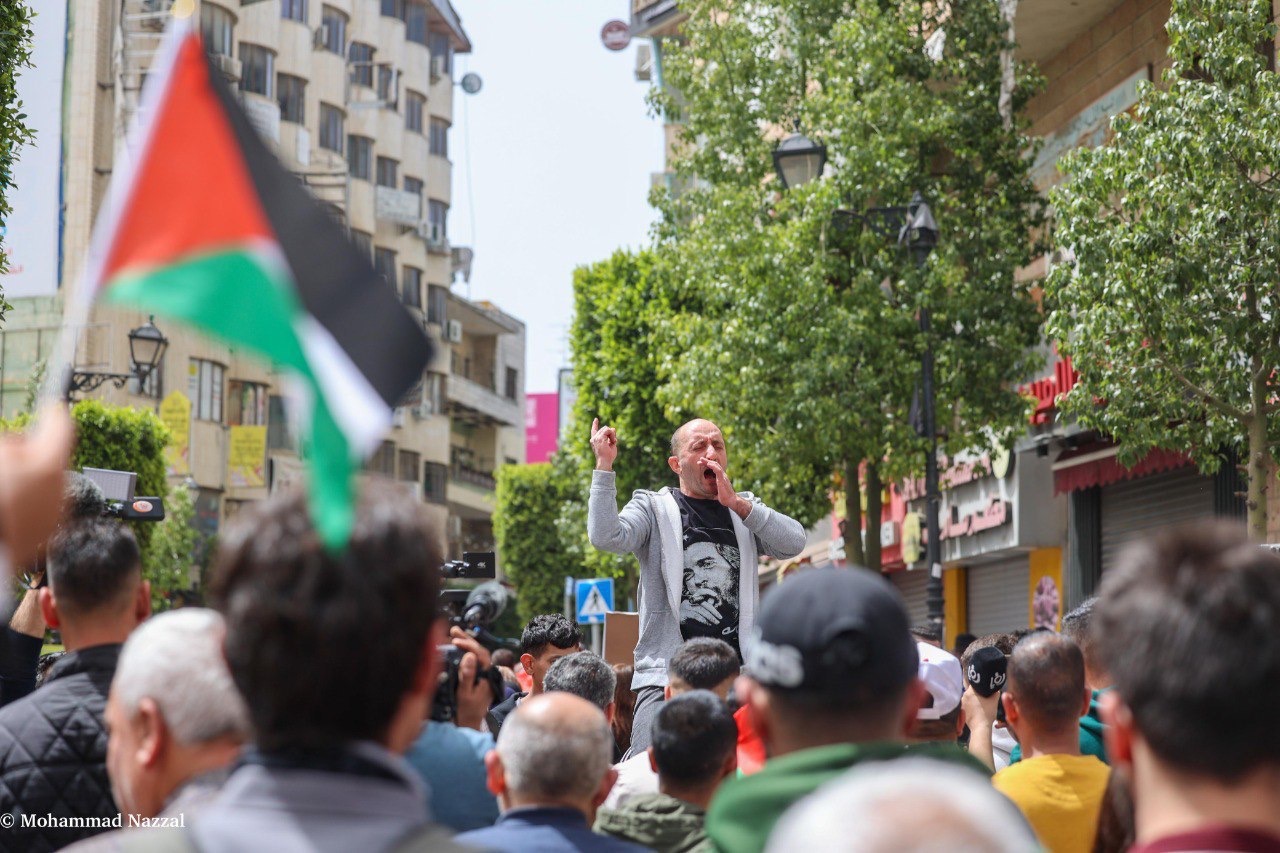 برگزاری تظاهرات حمایت از فلسطین و غزه در رام‌الله 