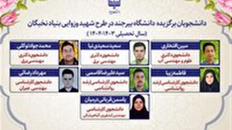 هفت دانشجوی دانشگاه بیرجند در بین برگزیدگان طرح شهید وزوایی