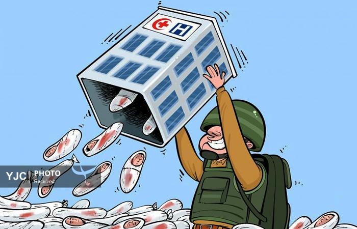 کاریکاتور/ جنایت جنگی صهیونیست ها و بی تفاوتی مدعیان حقوق بشر!