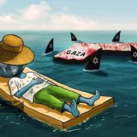 کاریکاتور/ جنایت جنگی صهیونیست ها و بی تفاوتی مدعیان حقوق بشر!