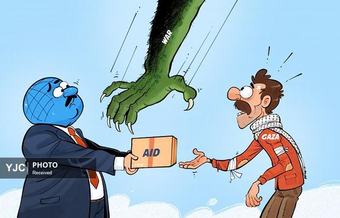 کاریکاتور/ جنایت جنگی صهیونیست ها و بی تفاوتی مدعیان حقوق بشر!