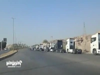 رژه کامیون‌داران بندرعباس به یاد جانباختگان حادثه بندر شهید رجایی