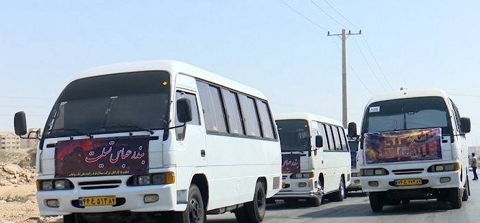 رژه مینیبوسداران بندرعباس برای همدردی با جانباختگان بندر شهید رجایی