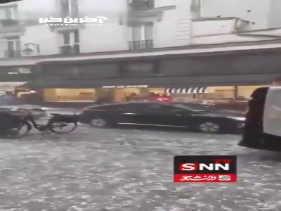 بارش شدید تگرگ در پاریس فرانسه