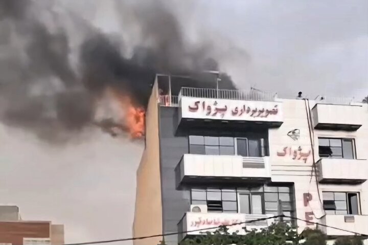 مهار آتش‌سوزی ژنراتور برق پشت‌بام مرکز تصویربرداری پزشکی در تبریز