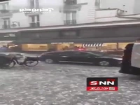 بارش شدید تگرگ در پاریس فرانسه